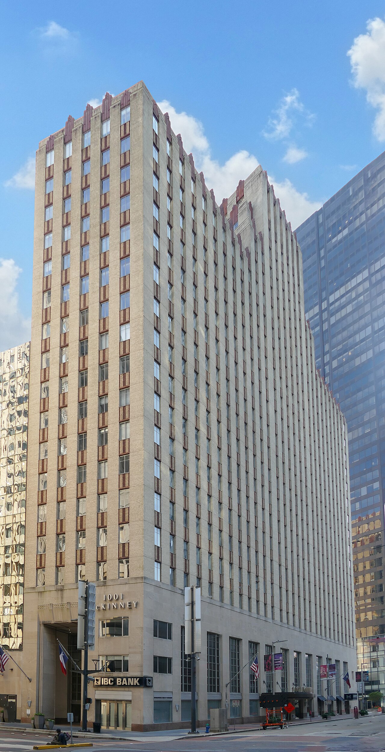 The exterior facade of a bank building
