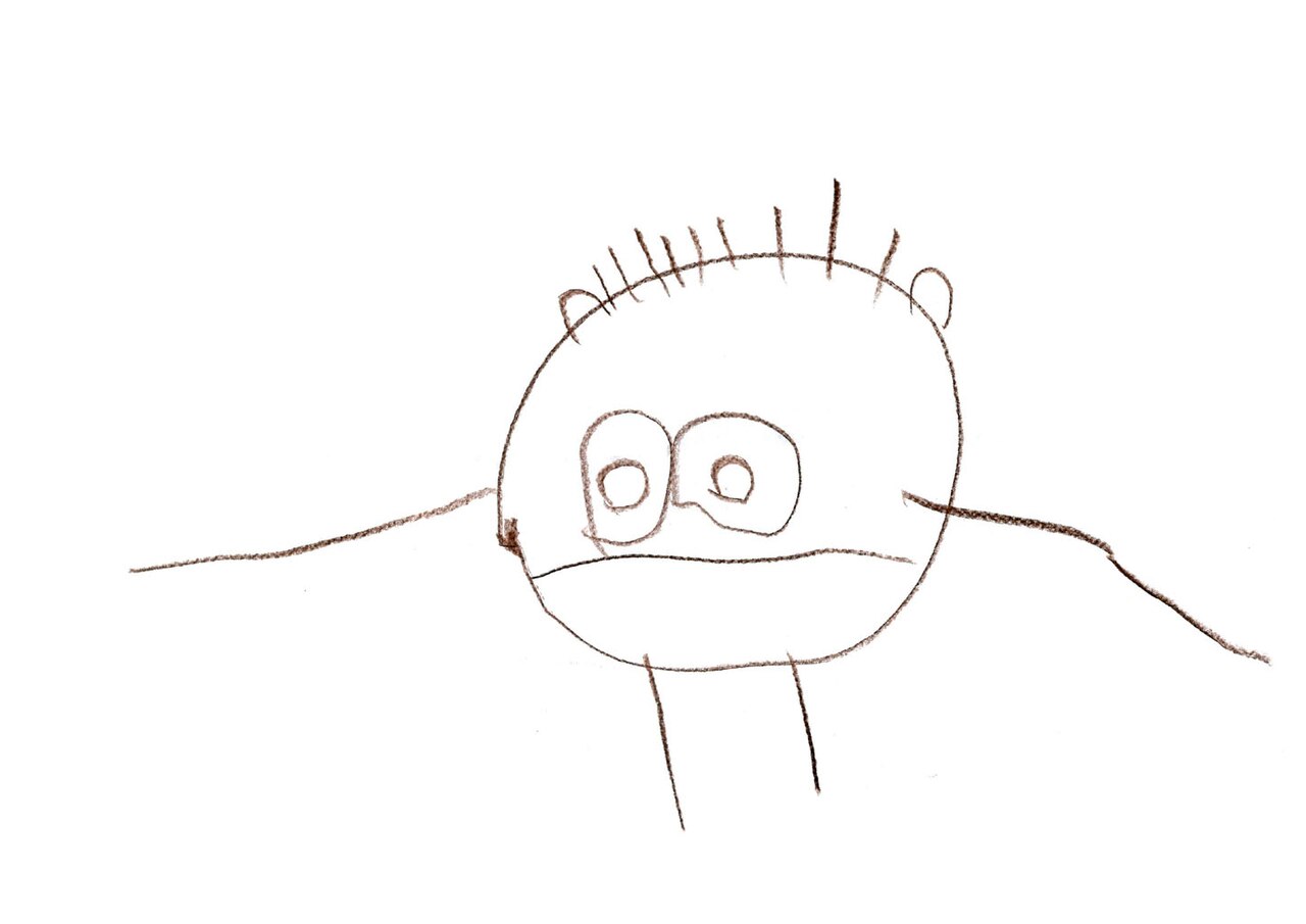 Illustrative image of a small child’s hands drawing on paper with a pencil